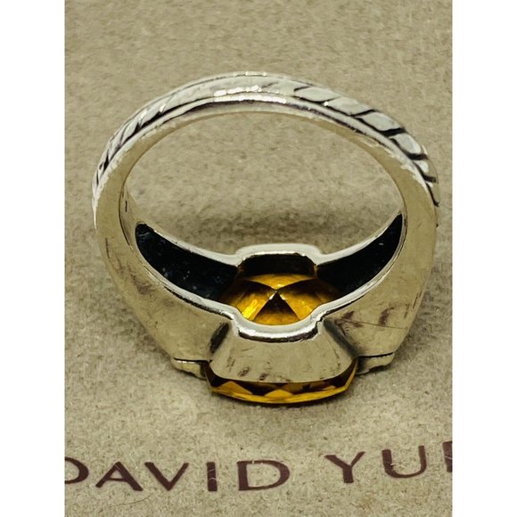David Yurman Sterling Silver, Diamond and Citrine Deco Lemon Deco Ring 7.5 - Picture 8 of 8